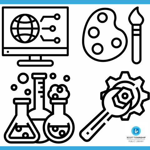 STEAM beakers, paint wrench and computer