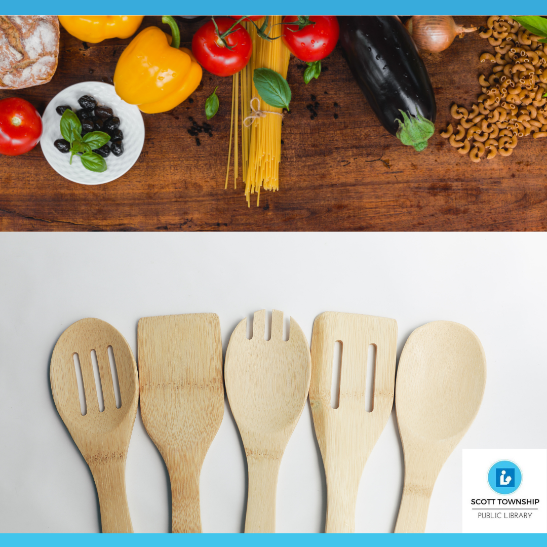 wooden spoons and vegetables