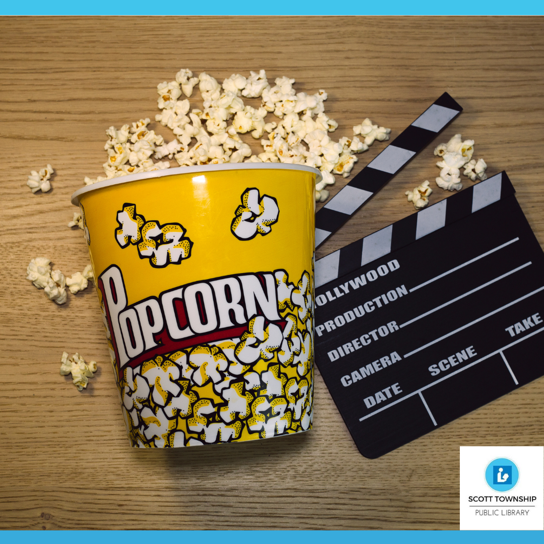 A bucket of popcorn and film clapper sign 